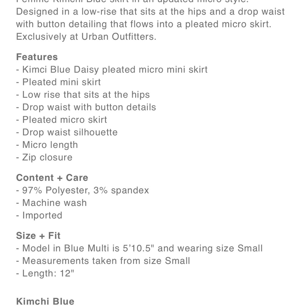 NWT Kimchi Blue Daisy Pleated Micro Mini Skirt. Low rise. Whimsical. Romantic - Picture 5 of 11